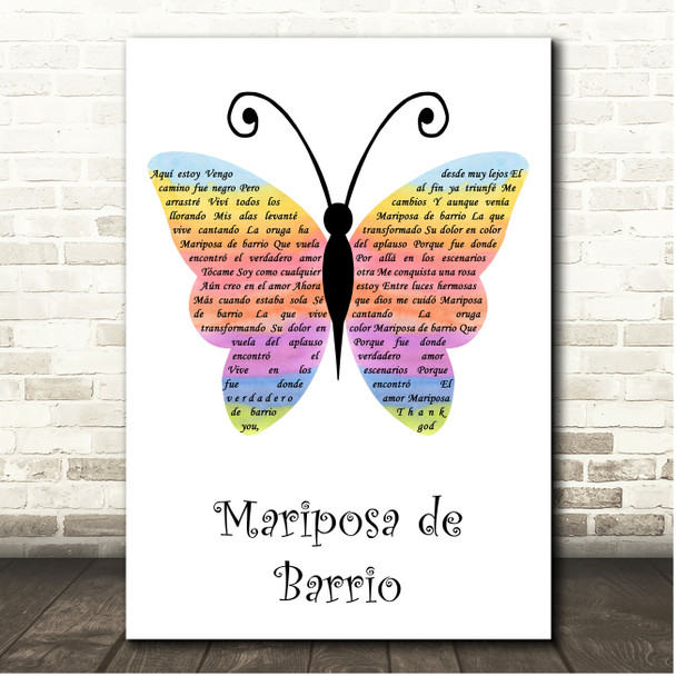 Jenni Rivera Mariposa de Barrio Rainbow Butterfly Song Lyric Print