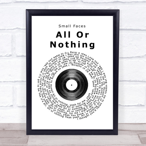 Small Faces All Or Nothing Vinyl Record Song Lyric Music Wall Art Print