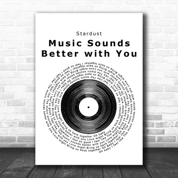 Stardust Music Sounds Better with You Vinyl Record Song Lyric Music Wall Art Print
