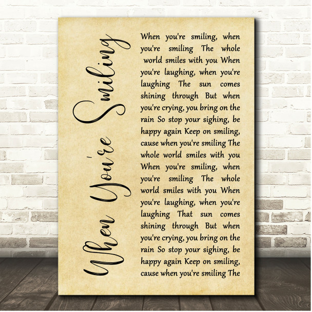 Frank Sinatra When You're Smiling Rustic Script Song Lyric Print