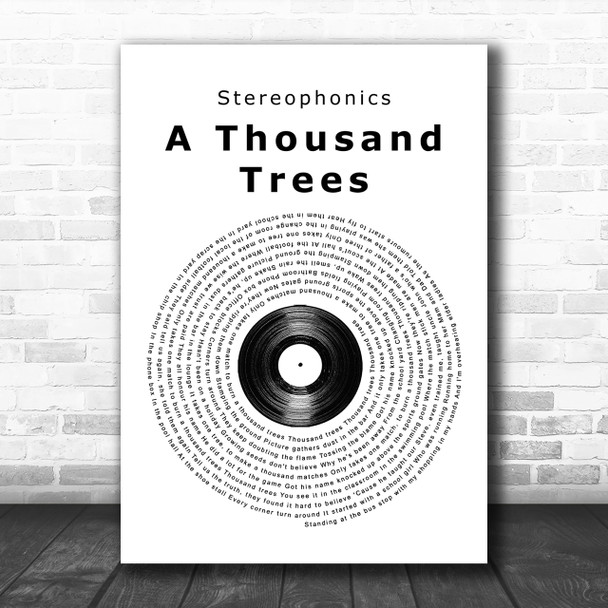 Stereophonics A Thousand Trees Vinyl Record Song Lyric Music Wall Art Print