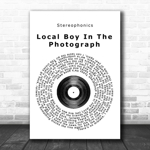 Stereophonics Local Boy In The Photograph Vinyl Record Song Lyric Music Wall Art Print