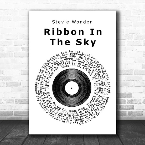 Stevie Wonder Ribbon In The Sky Vinyl Record Song Lyric Music Wall Art Print