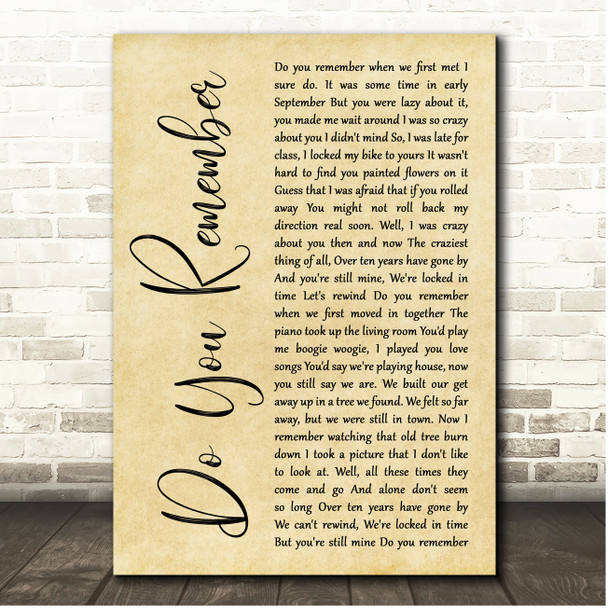 Jack Johnson Do You Remember Rustic Script Song Lyric Print