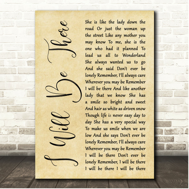 Katie Melua I Will Be There Rustic Script Song Lyric Print