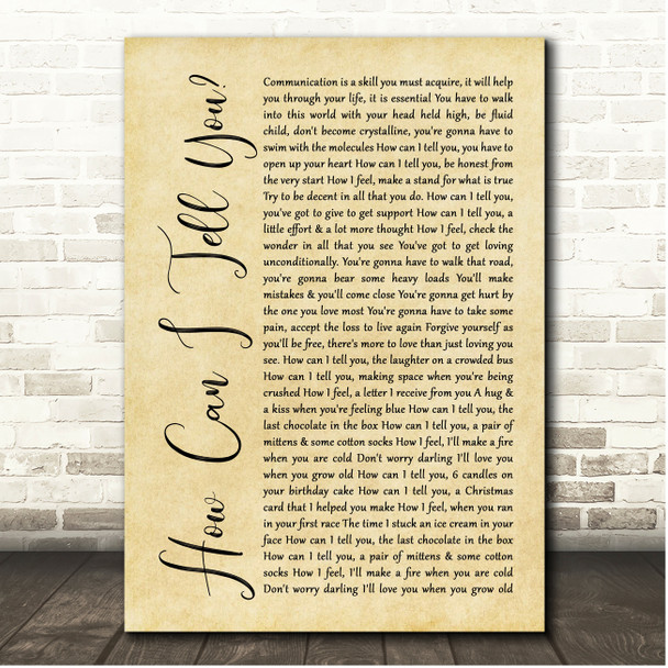 Madness How Can I Tell You Rustic Script Song Lyric Print