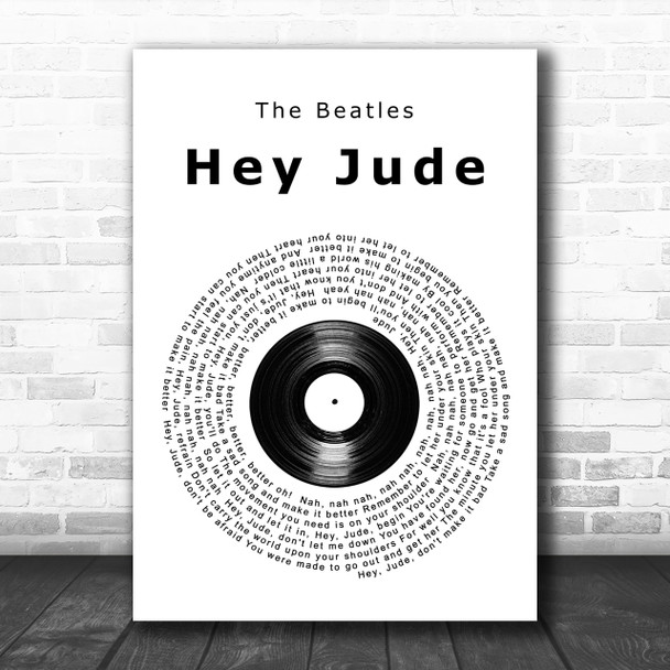 The Beatles Hey Jude Vinyl Record Song Lyric Music Wall Art Print