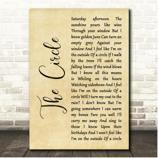 Ocean Colour Scene The Circle Rustic Script Song Lyric Print