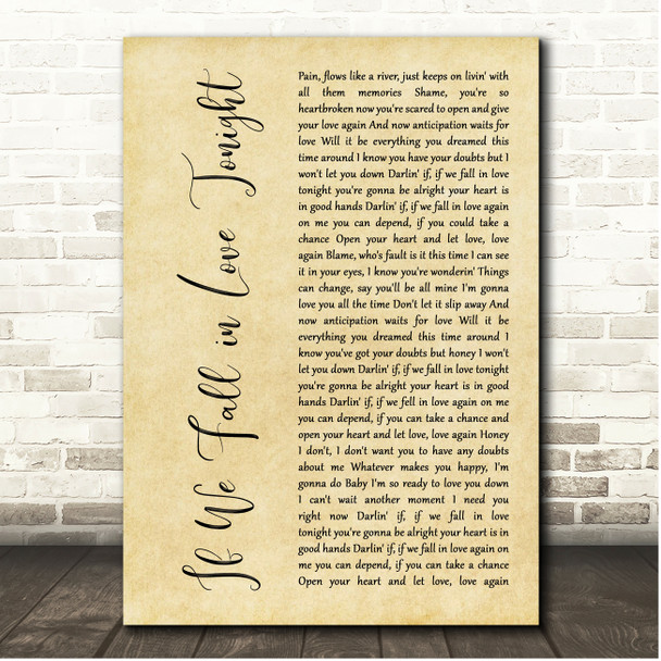 Rod Stewart If We Fall In Love Tonight Rustic Script Song Lyric Print