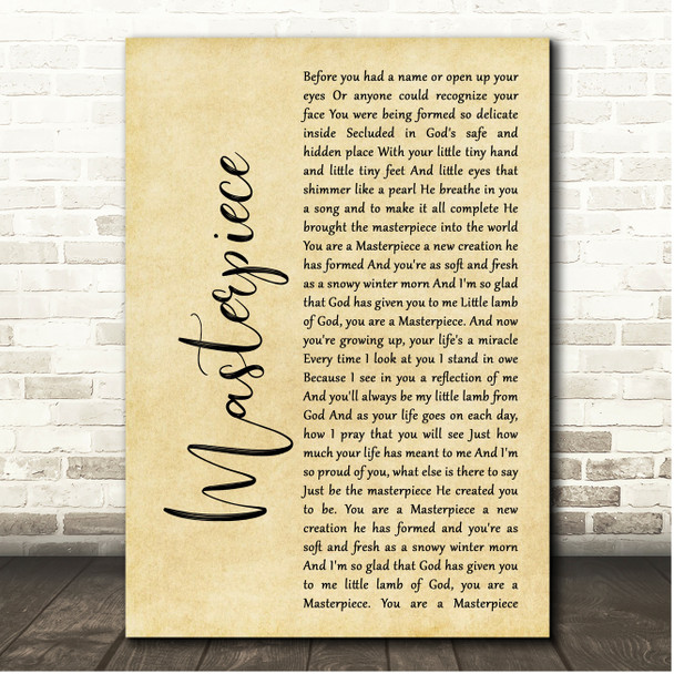 Sandi Patty Masterpiece Rustic Script Song Lyric Print