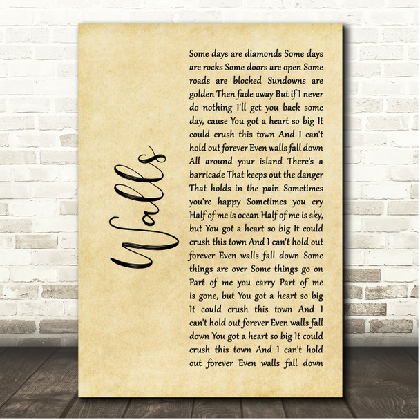 Tom Petty And The Heartbreakers Walls Rustic Script Song Lyric Print