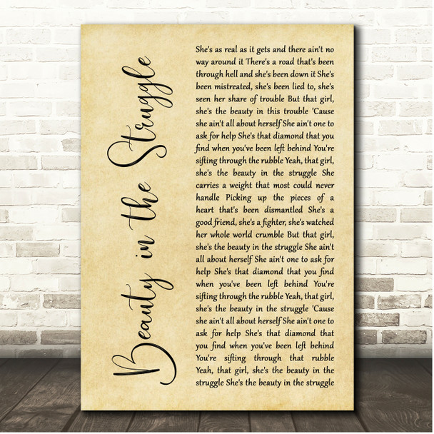 Bryan Martin Beauty in the Struggle Rustic Script Song Lyric Print