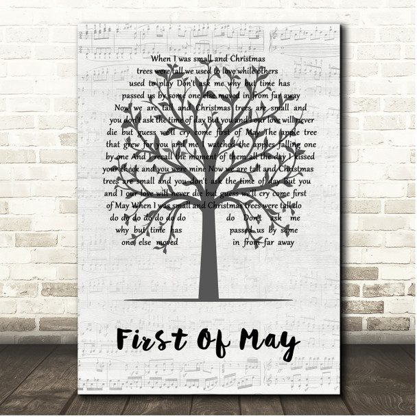 Bee Gees First Of May Music Script Tree Song Lyric Print