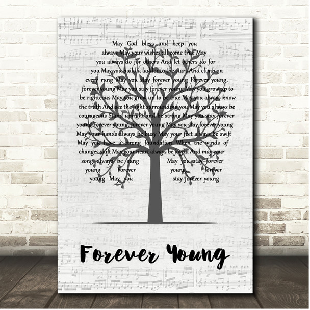 Bob Dylan Forever Young Music Script Tree Song Lyric Print