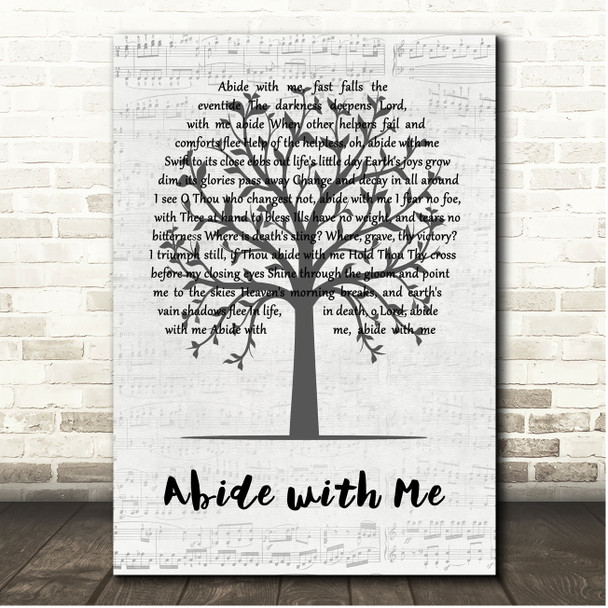 Henry Francis Lyte Abide with Me Music Script Tree Song Lyric Print