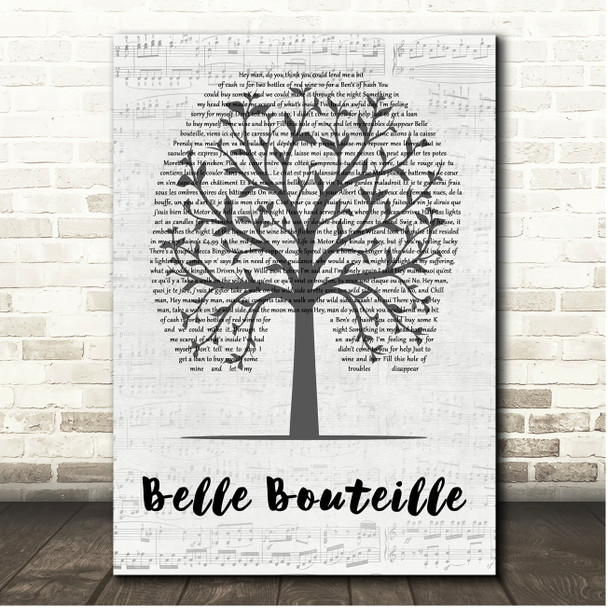 Lausse The Cat Belle Bouteille Music Script Tree Song Lyric Print