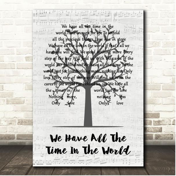 Louis Armstrong We Have All The Time In The World Music Script Tree Song Lyric Print