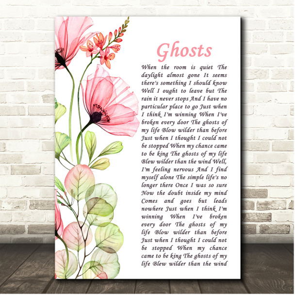 Japan Ghosts Poppy Flower Script Song Lyric Print