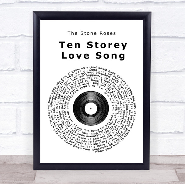 The Stone Roses Ten Storey Love Song Vinyl Record Song Lyric Music Wall Art Print