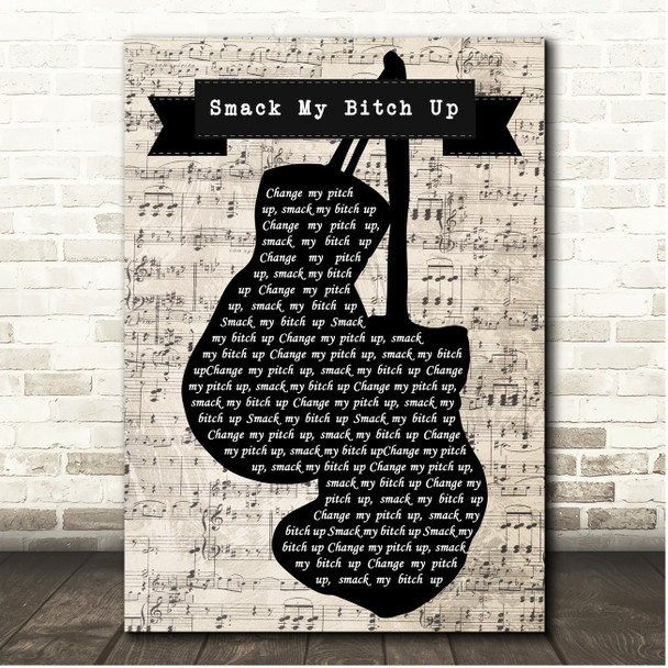 The Prodigy Smack My Bitch Up Boxing Gloves Script Song Lyric Print