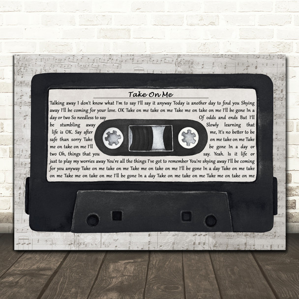 A-ha Take On Me Music Script Cassette Tape Song Lyric Print