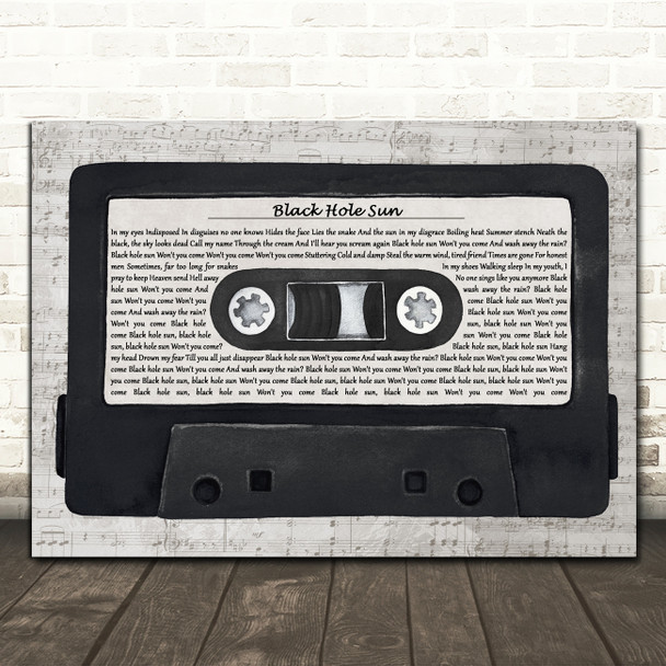 Soundgarden Black Hole Sun Music Script Cassette Tape Song Lyric Print
