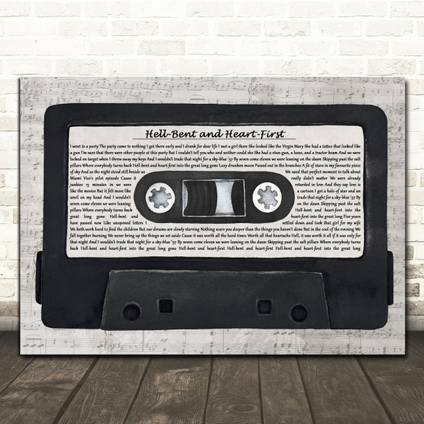 Cory Branan Hell-Bent and Heart-First Music Script Cassette Tape Song Lyric Print
