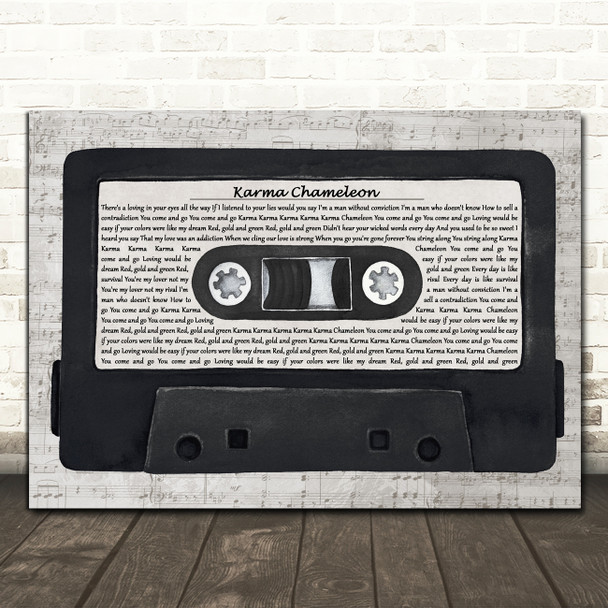 Culture Club Karma Chameleon Music Script Cassette Tape Song Lyric Print