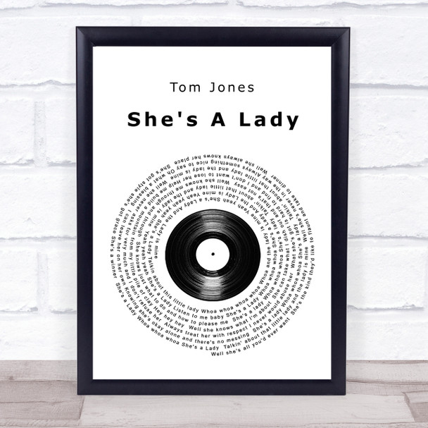 Tom Jones She's A Lady Vinyl Record Song Lyric Music Wall Art Print