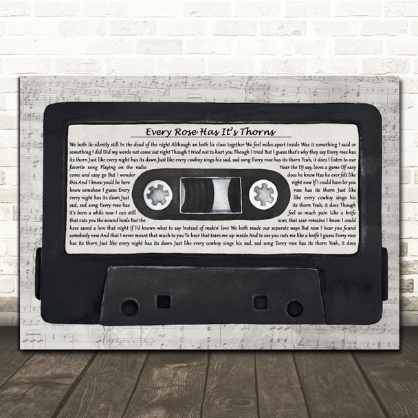 Guns N Roses Every Rose Has Its Thorns Music Script Cassette Tape Song Lyric Print