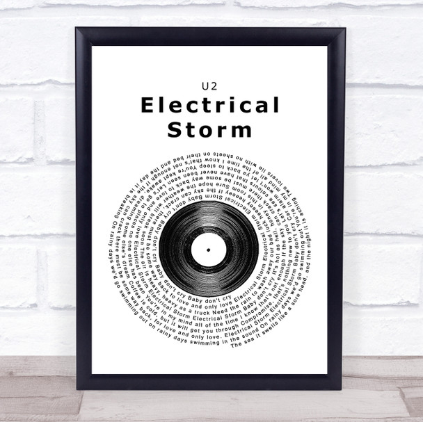 U2 Electrical Storm Vinyl Record Song Lyric Music Wall Art Print