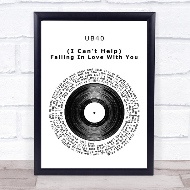 UB40 (I Can't Help) Falling In Love With You Vinyl Record Song Lyric Music Wall Art Print