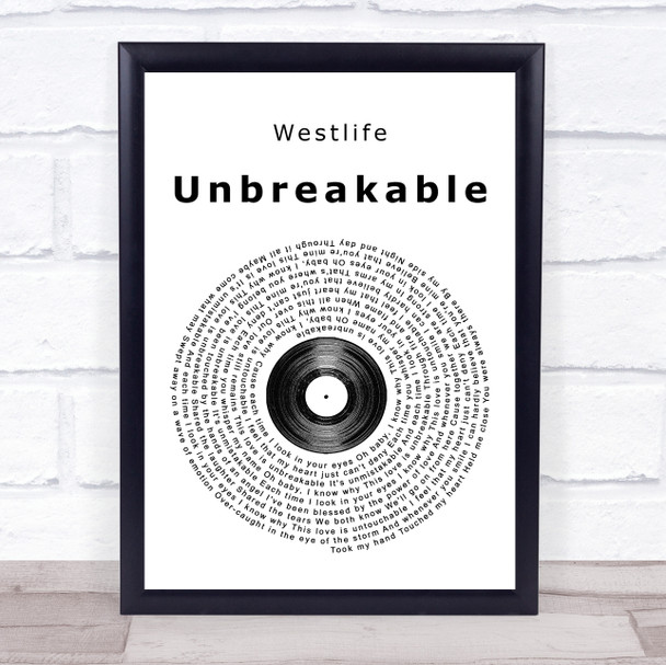 Westlife Unbreakable Vinyl Record Song Lyric Music Wall Art Print