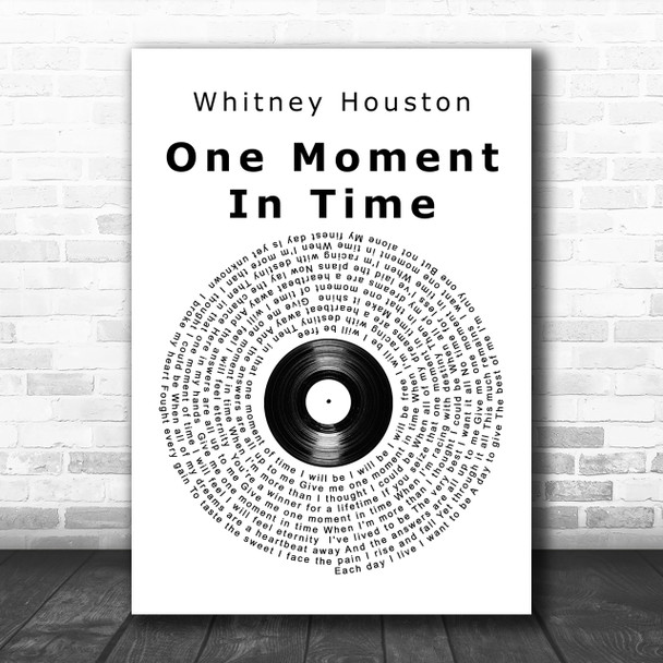 Whitney Houston One Moment In Time Vinyl Record Song Lyric Music Wall Art Print