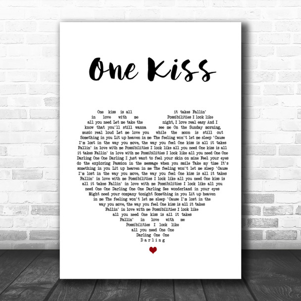 Calvin Harris & Dua Lipa One Kiss Heart Song Lyric Music Wall Art Print