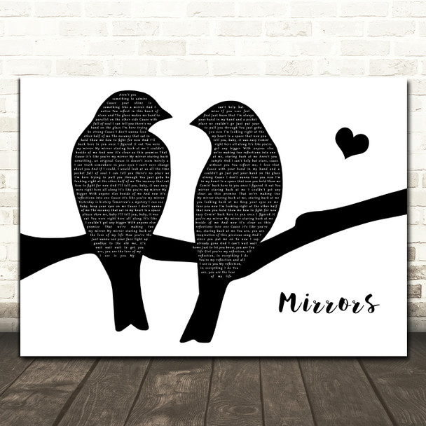 Justin Timberlake Mirrors Black & White Lovebirds Song Lyric Print