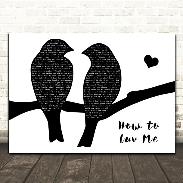 Ryan Caraveo How to Luv Me Black & White Lovebirds Song Lyric Print