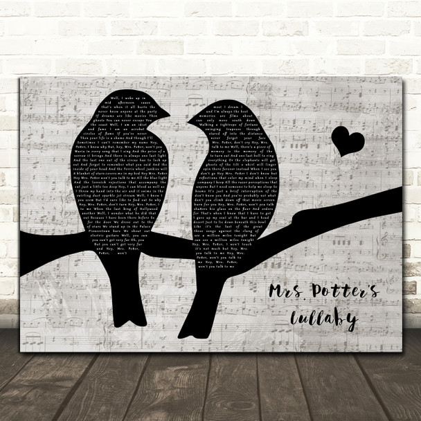 Counting Crows Mrs. Potters Lullaby Music Script Lovebirds Song Lyric Print