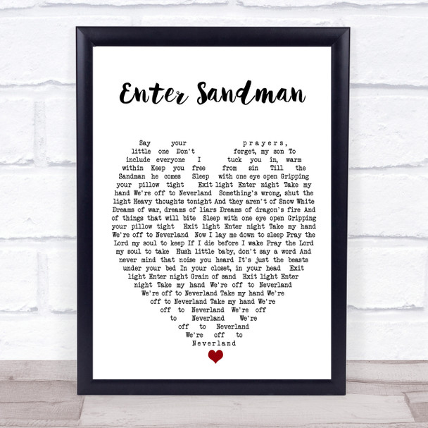 Enter Sandman Metallica Heart Song Lyric Music Wall Art Print