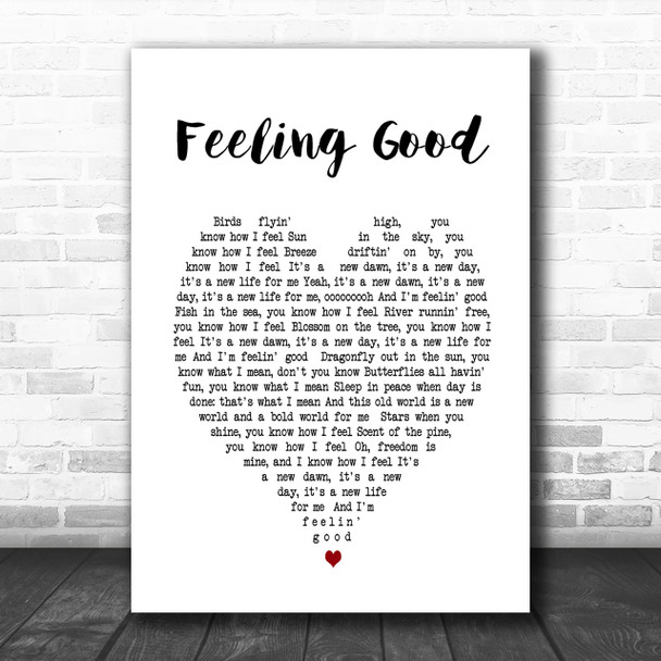 Feeling Good Nina Simone Heart Song Lyric Music Wall Art Print