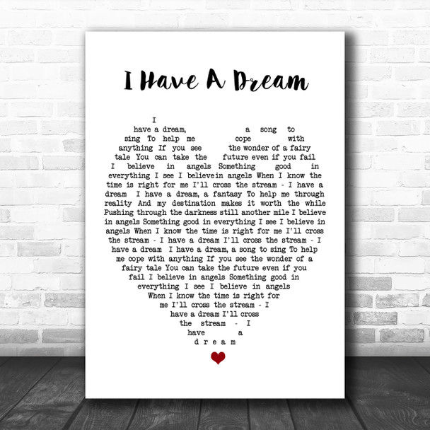 I Have A Dream ABBA Heart Song Lyric Music Wall Art Print