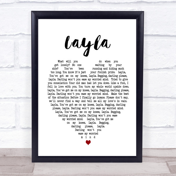 Layla Eric Clapton Heart Song Lyric Music Wall Art Print