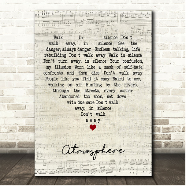 Joy Division Atmosphere Script Heart Song Lyric Print