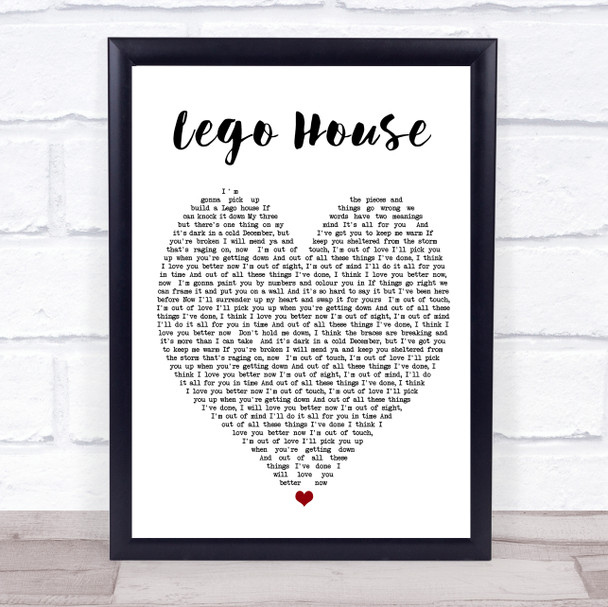 Lego House Ed Sheeran Song Lyric Heart Music Wall Art Print