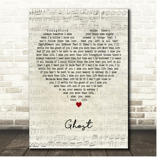 Justin Bieber Ghost Script Heart Song Lyric Print