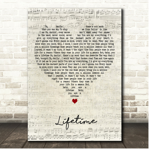 Justin Bieber Lifetime Script Heart Song Lyric Print