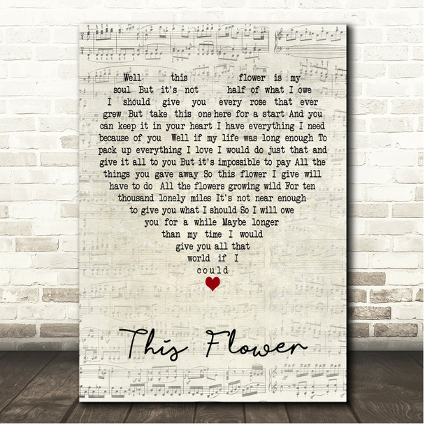 Kasey Chambers This Flower Script Heart Song Lyric Print