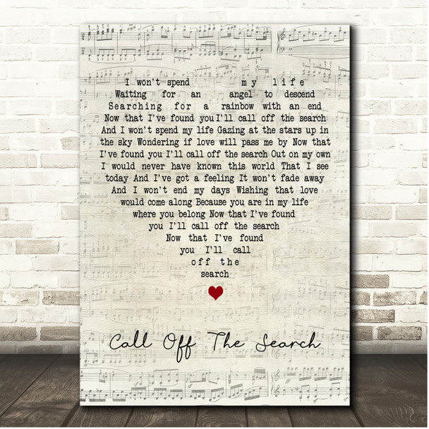 Katie Melua Call Off The Search Script Heart Song Lyric Print