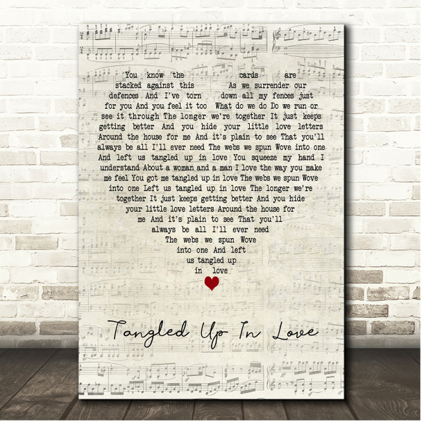 Keith Urban Tangled Up In Love Script Heart Song Lyric Print