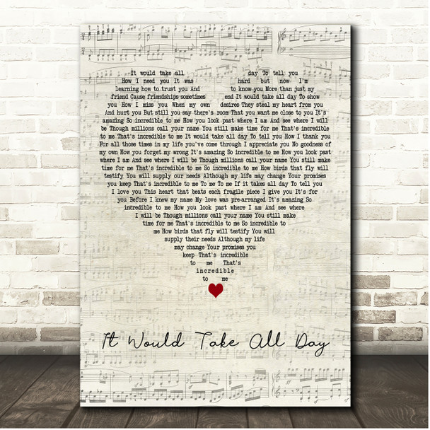 Kirk Franklin It Would Take All Day Script Heart Song Lyric Print